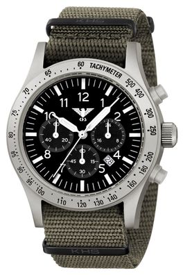 KHS Herrenuhr Platoon Solar Chronograph Stahl Nato Grau PLASSC. NSGO