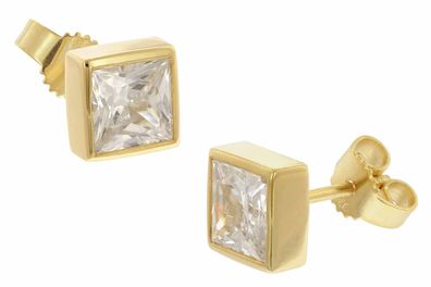 trendor Schmuck Ohrringe 925 Silber Vergoldet Zirkonia Ohrstecker 68821