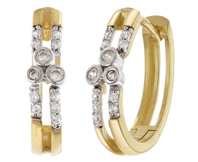 trendor Schmuck Damen-Ohrringe 925 Silber Vergoldet Zirkonia Klapp-Creolen 28002