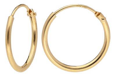 trendor Schmuck Damen-Ohrringe Gold 333 / 8K Creolen Breite 1,3 mm Ø 15 mm 28081