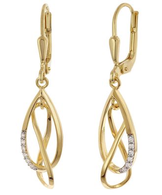 trendor Schmuck Damen-Ohrringe 925 Silber Vergoldet Zirkonia-Ohrhänger 28044