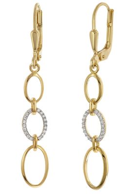 trendor Schmuck Damen-Ohrringe 925 Silber Vergoldet Zirkonia Ohrhänger 28077