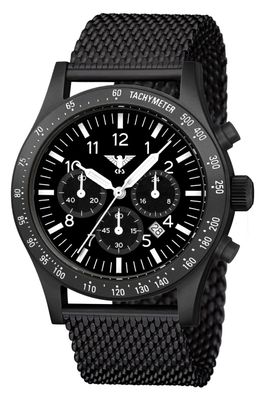 KHS Herrenuhr Platoon Solar Chronograph Meshband Schwarz Plabssc. MB