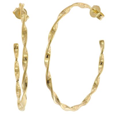 trendor Schmuck Damen-Ohrringe 925 Silber Vergoldet Steck-Creolen ? 40 mm 28164-40