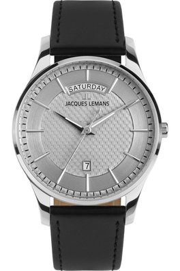 Jacques Lemans Herrenarmbanduhr London Schwarz/Hellgrau 1-2193B