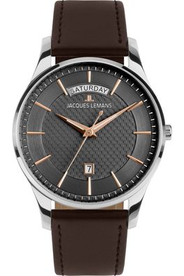 Jacques Lemans Herrenuhr London Quarz Braun/Anthrazit 1-2193D