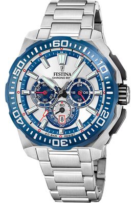 Festina Herrenuhr Chronograph Stahl/Blau F20724/1