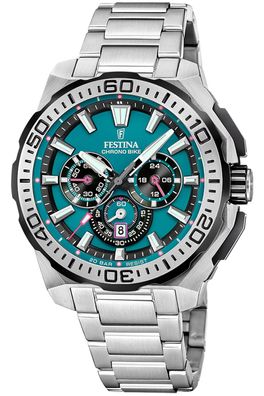 Festina Herrenuhr Chronograph Stahl/Türkis F20724/6