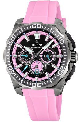 Festina Herren-Chronograph Schwarz/Rosafarben F20725/2