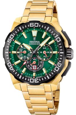 Festina Herrenuhr Chronograph Goldfarben/Grün F20727/2