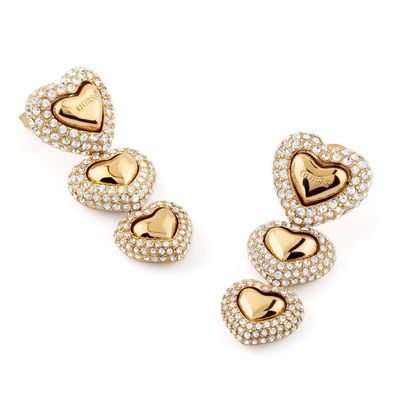 Guess Schmuck Damen-Ohrringe Ohrhänger Herz Pavée Goldfarben JUBE05013JWYG