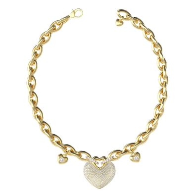 Guess Schmuck Damen-Kette Pavée Herzen Goldfarben JUBN05205JWYG