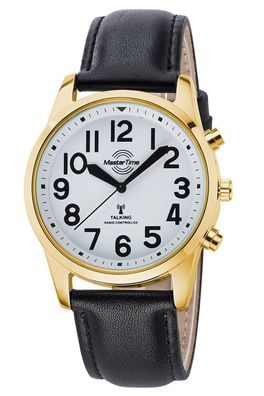 Master Time Sprechende Herren-Funkuhr Goldfarben/Schwarz MTGA-10940-12L