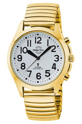 Master Time Sprechende Damen-Funkuhr Goldfarben mit Zugband MTLA-10943-12Z