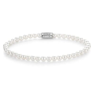 Rebel & Rose Schmuck Damen-Armband Pearl Gem Weiß/Silber 4 mm RR40150-S-S