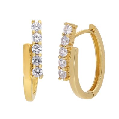 GLIZZ Schmuck Damen-Ohrringe 333 Gold Klapp-Creolen Mit Zirkonias GL8355