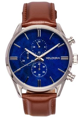 Holzkern Herrenuhr Chronograph Naturalist Marmor/Silberfarben