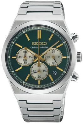Seiko Herrenuhr Chronograph Bicolor/Grün SSB461P1