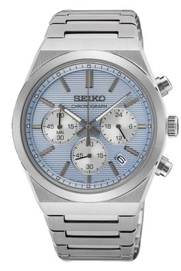 Seiko Herrenuhr Chronograph Edelstahl/Hellblau SSB459P1