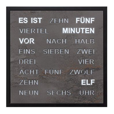Filius Wort-Wanduhr Quadratische Wortuhr Anthrazit 40 cm 0402-4