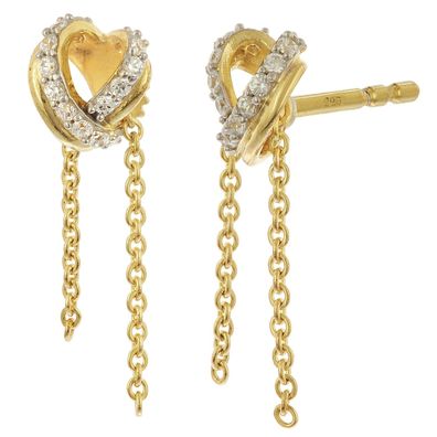 trendor Schmuck Damen-Ohrringe 925 Silber Vergoldet Zirkonia-Ohrstecker 28549