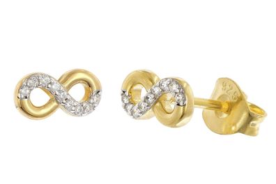 trendor Schmuck Damen-Ohrringe Ohrstecker Unendlichkeit 925 Silber Vergoldet 28442