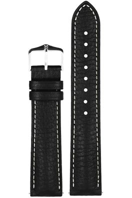 Hirsch Armband für Uhren Boston M 18 mm Leder Schwarz 01302150-2-18