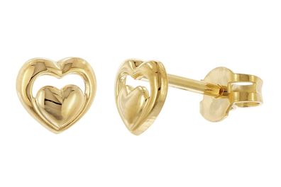 trendor Schmuck Kinder-Ohrringe Gold 333/8K Ohrstecker Offenes Herz 28589