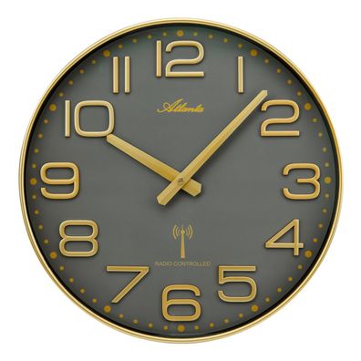 Atlanta Funk-Wanduhr Goldfarben/Grau 4539/9