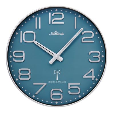 Atlanta Funk-Wanduhr Silberfarben/Blau 4539/19