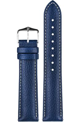 Hirsch Lederarmband für Uhren Kansas L 20 mm Blau 01502081-2-20