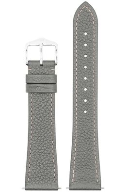 Hirsch Armband für Uhren Bologna M 20 mm Leder Hellgrau 01802130-2-20