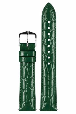 Hirsch Leder-Uhrenarmband Crocograin M 20 mm Grün 12302840-2-20