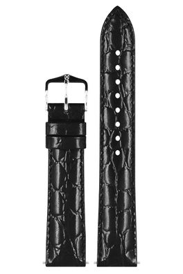 Hirsch Uhren-Lederarmband Crocograin M 18 mm Schwarz 12302850-1-18