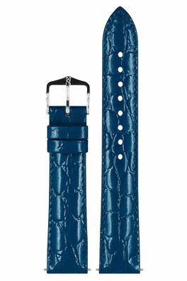 Hirsch Armband für Uhren Crocograin M 18 mm Leder Blau 12302880-2-18