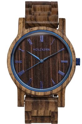 Holzkern Armbanduhr Quarz Herbstmorgen Zebrano/Wenge