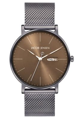 Jacob Jensen Herren-Quarzuhr Titan mit Meshband Mokka 168