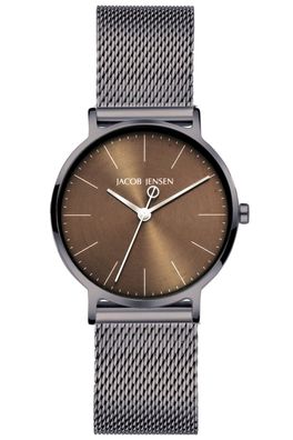 Jacob Jensen Damen-Armbanduhr Titan mit Meshband Mokkabraun 178