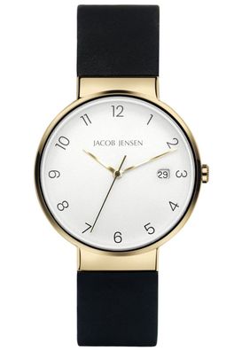 Jacob Jensen Herrenarmbanduhr Titan Quarz Goldfarben 186