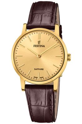 Festina Damenuhr Braun/Goldfarben mit Lederband F20017/2