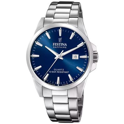 Festina Herrenuhr Stahl/Blau mit Saphirglas F20024/3