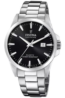Festina Herrenuhr Stahl/Schwarz mit Saphirglas F20024/4