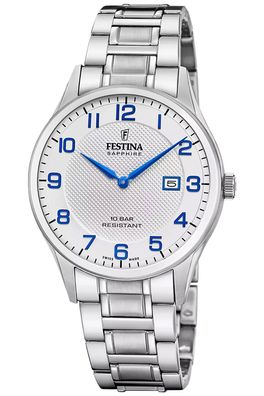 Festina Herrenuhr Stahl/Silberfarben mit Saphirglas F20067/1