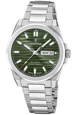 Festina Herren-Armbanduhr Stahl/Grün mit Saphirglas F20073/4