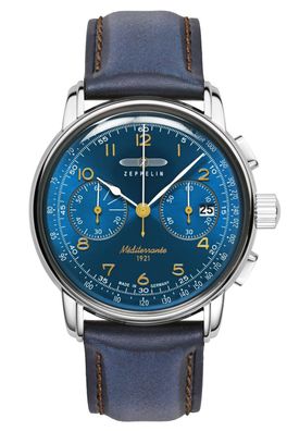 Zeppelin Herren-Chronograph 100 Jahre Méditerranée Blau 9670-3