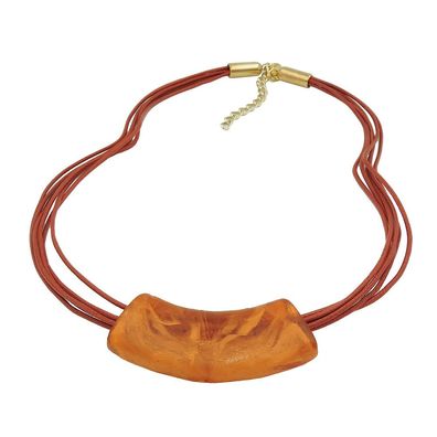 Kette 54x19mm Anhänger Rohr flach gebogen orange-rostbraun-marmoriert glänzend