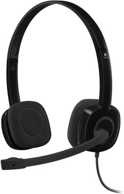 Logitech H151 Kopfhörer mit Mikrofon, Stereo-Headset, Verstellbares Mikrofon mit