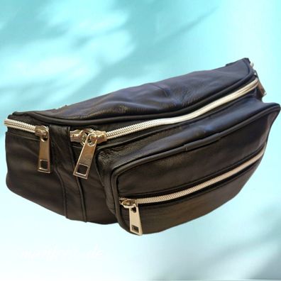 Bauchtasche Steinmeister, Schwarz, weiches Echtleder, 5 Fächer Art.-Nr. 13293