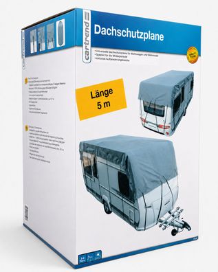 Cartrend Caravan Dachschutzplane 5-8,5 m x 3 m UV-stabilisiert grau