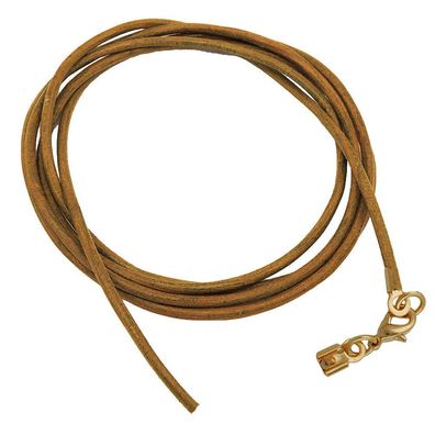 Lederband Rundschnur Rindleder 2mm olivgrün khaki gefärbt mit 1x Verschluss goldfa